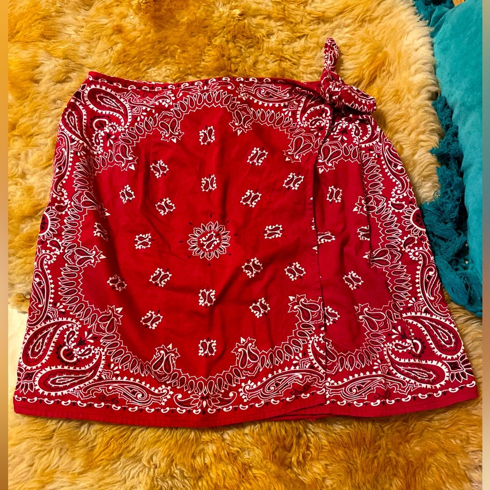 Classic Red Bandana Wrap Skirt